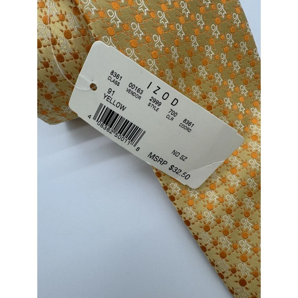 IZOD Yellow Orange Geometric Silk Tie NWT Classic 57